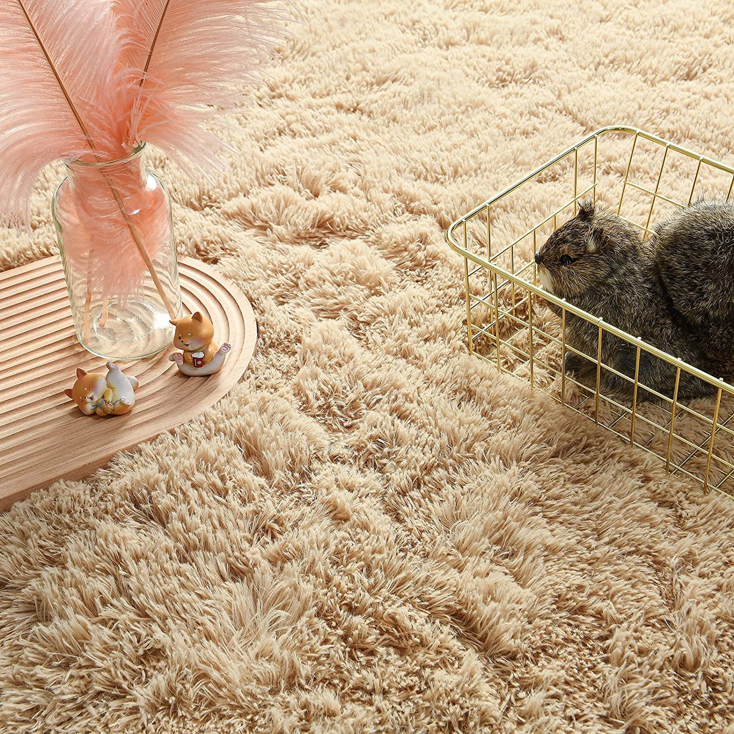 Soft Fluffy Bedroom Rugs - 6 X 9 Feet Indoor Shaggy Plush Area Rug for Boys Girls Kids Baby College Dorm Living Room Home Decor Floor Carpet, Camel