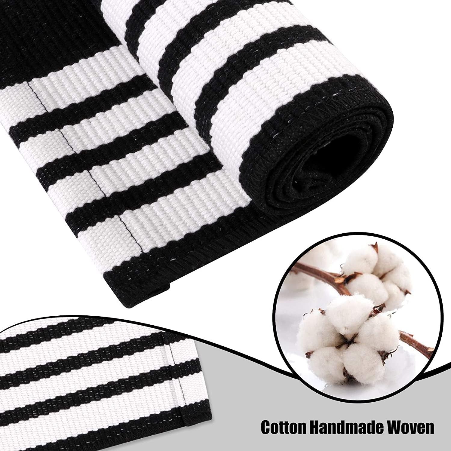 Hallway Runner Rug 2'X6', Black/White Rug Machine Washable Striped Kitchen Rug Runner Cotton Woven Indoor/Outdoor Rugs Laundry Room Rug Entryway Rug for Farmhouse/Bedroom/Bathroom