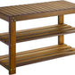 Bamboo Shoe Rack Bench, 3-Tier Sturdy Shoe Organizer, Storage Shoe Shelf, Holds up to 300Lbs for Entryway Bedroom Living Room Balcony (Dark Brown)