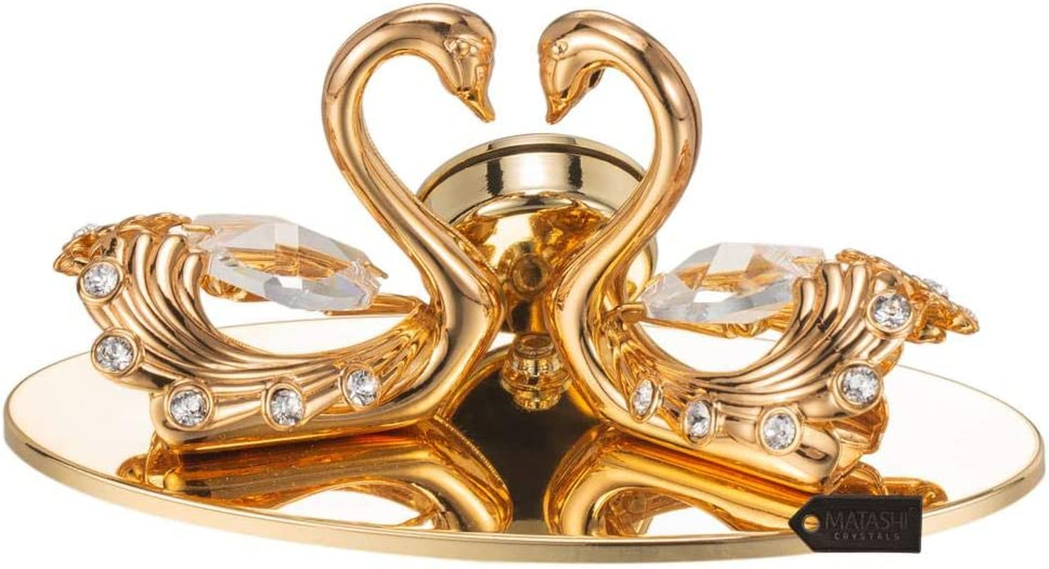 24K Gold Plated Loving Swans Figurine Clock Table Top Ornament for Home Office Desk Bedroom Decor Gift for Valentine'S Day Birthday Mother'S Day Anniversary Christmas Housewarming Present