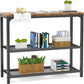 Small Console Table, Sofa Table with Double Mesh Shelves, Industrial Entryway Table for Entryway, Hallway, Foyer, Front Hall, Sofa Couch, Living Room, Bar, Kitchen, 32 Inch, Rustic