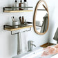 Floating Shelves, Bathroom Shelf with Towel Bar, Wall Shelves for Bathroom/Living Room/Kitchen/Bedroom, Light Brown Shelves Set of 2 - AMFS01
