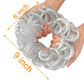 Messy Hair Bun Hair Scrunchies Extension Curly Wavy Messy Synthetic Chignon for Women Updo Hairpiece 1PCS Silver