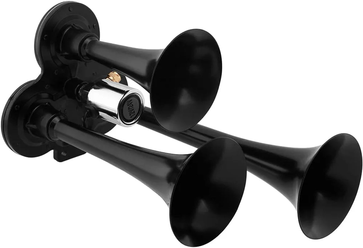 Train Horn for Truck/Car. 3 Air Horn Black Trumpets. Super Loud Db. Fits 12V/24V Vehicles like Semi/Pickup/Jeep/Rv/Suv VXH3311B