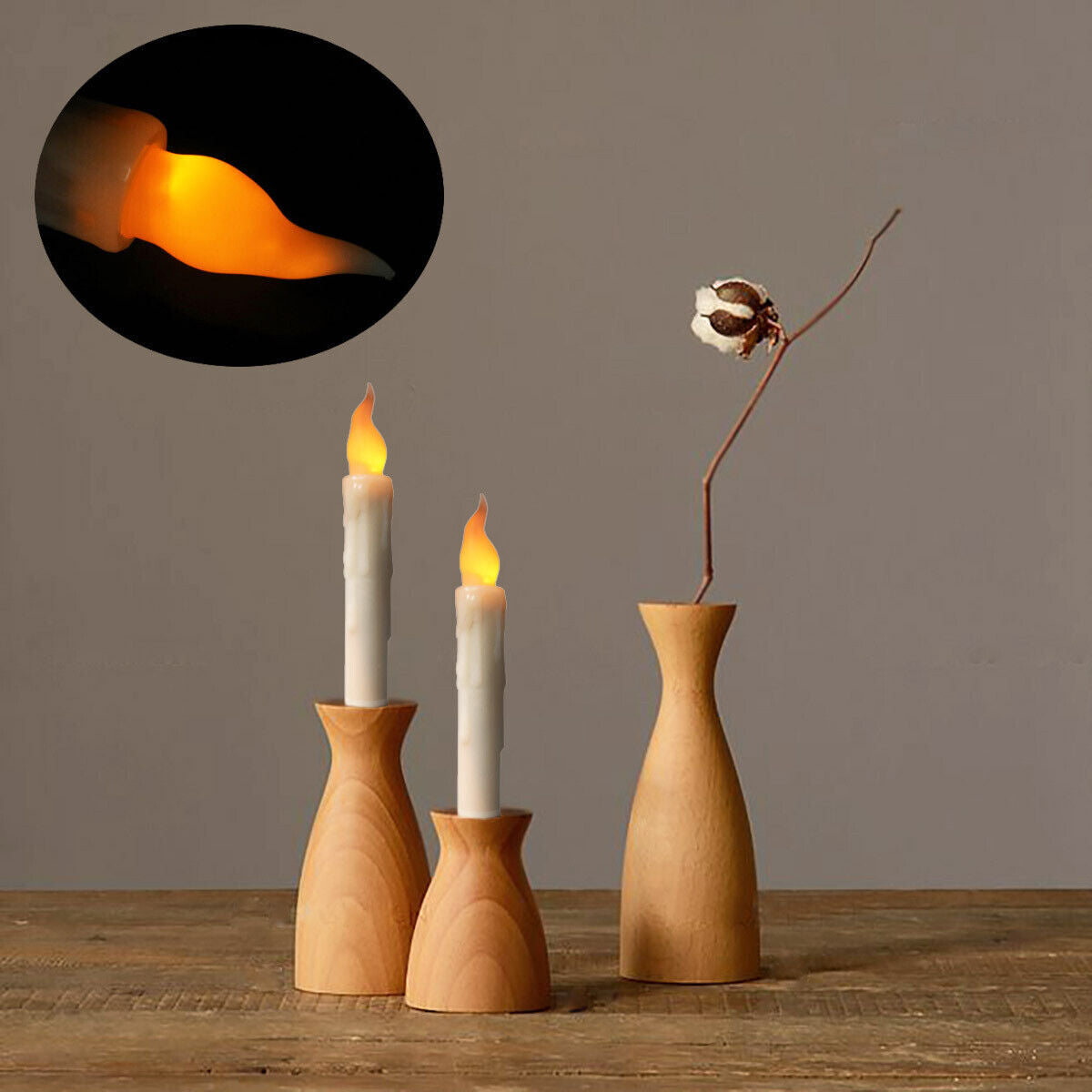 6Pcs 6.7'' Flickering Battery Operated Candlesticks Window LED Flameless Candles