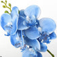 Artificial Flower Bonsai with Glass Vase Vivid Orchid Flowers Arrangement Phalaenopsis Flowers Pot for Home Office Décor Table Centerpiece House Decorations(Glass Vase/Blue Orchid)