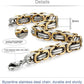 Stainless Steel Male Chain Necklace Byzantine Bracelet for Men Jewelry Sets 8.5 Inch Bracelet