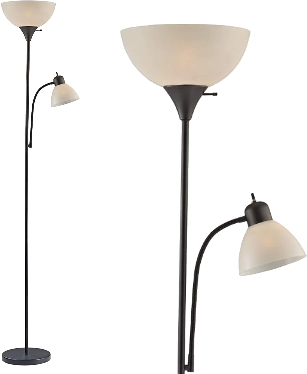 Adjustable Black Floor Lamp with Reading Light by LIGHTACCENTS - Susan Modern Standing Lamp for Living Room/Office Lamp 72" Tall - 150-Watt with Side Reading Light Corner Lamp (Black)