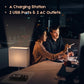 Fully Dimmable Table Lamp for Bedroom Living Room Dual USB Port -  Bedside Desk Lamp for Nightstand with Charging Station 2 Power Outlets, Grey Fabric Lampshade LED Bulb Included (Black/Grey)