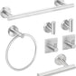 Bathroom Hardware Set, 7 Piece Towel Bar Set Brushed Nickel Bathroom Accessories Set Wall Mount Include 16'' Hand Towel Bar, Toilet Paper Holder, Towel Ring, 4 Robe Towel Hooks