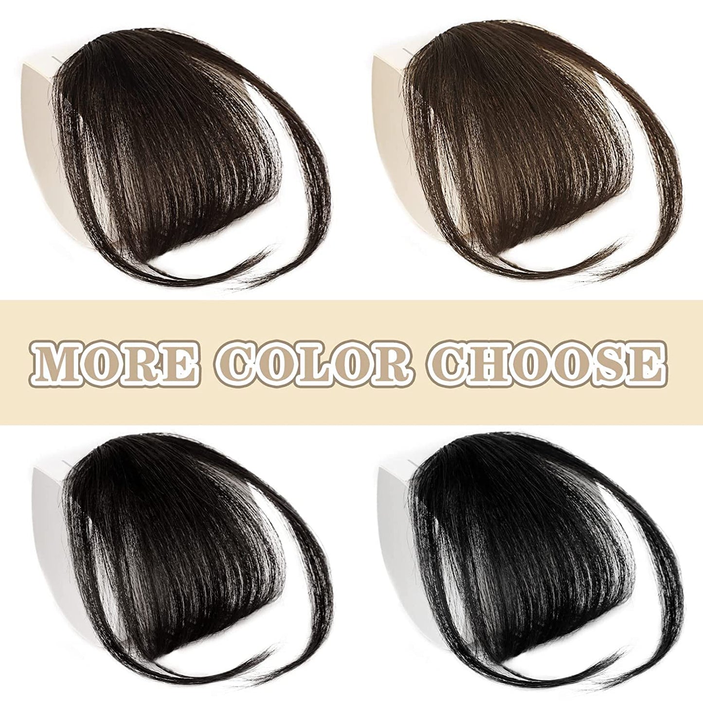 Clip in Bangs for Women 100% Human Hair Extensions Wispy Bangs Fringe with Temples Hairpieces Air Bangs Flat Bangs Clip Curved Bangs for Daily Wear (Blonde)