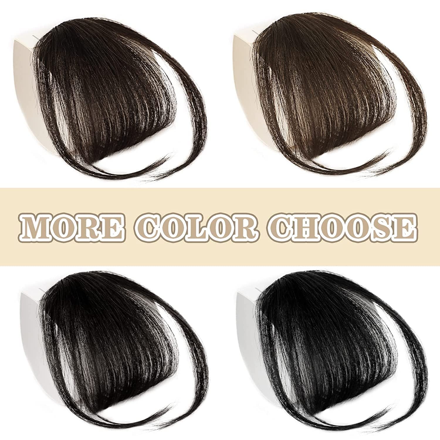 Clip in Bangs for Women 100% Human Hair Extensions Wispy Bangs Fringe with Temples Hairpieces Air Bangs Flat Bangs Clip Curved Bangs for Daily Wear (Blonde)