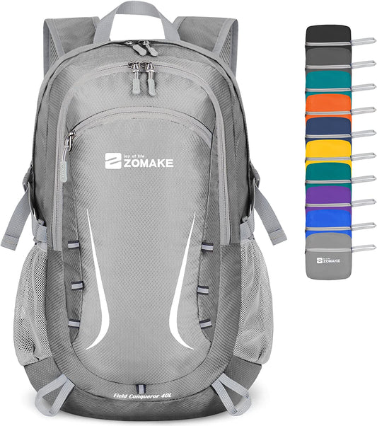 Packable Hiking Backpack 40L:Lightweight Foldable Backpacks Water Resistant - Small Packable Back Pack for Travel