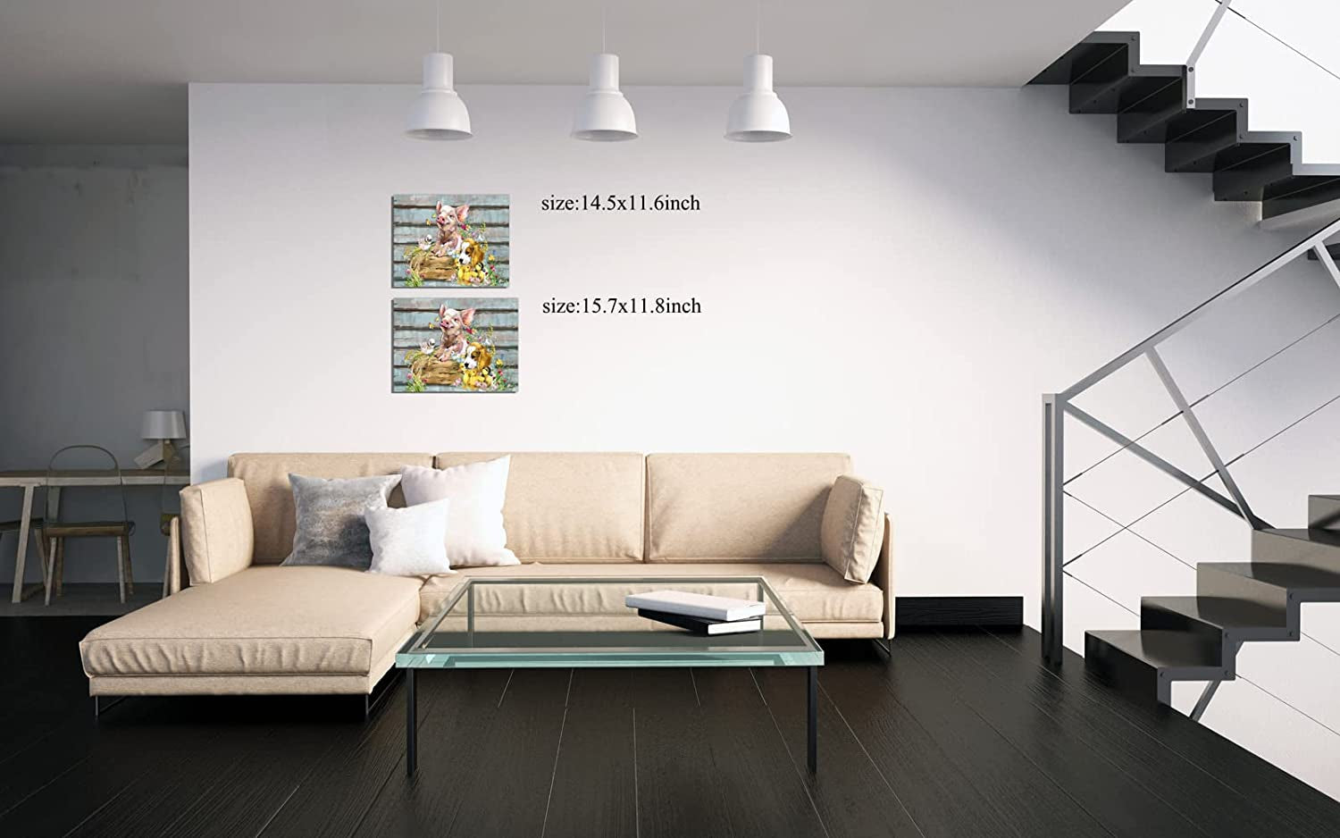 Farmhouse Wall Decor Pig Canvas Wall Art Bedroom Decor Ready to Hang Size 11.6X14.5