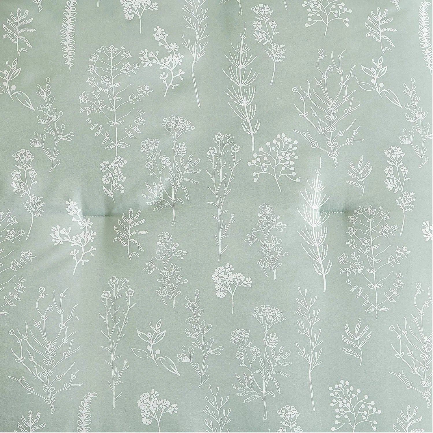 BEDSURE Queen Comforter Set - Sage Green Comforter Cute Floral Bedding Comforter Sets, 3 Pieces Reversible Flowers Botanical Soft Bed Set with 2 Pillow Shams