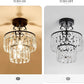 Small Crystal Raindrop Mini Chandeliers Semi Flush Mount Ceiling Light Fixture Small Ceiling Lamp for Hallway Bar Kitchen Dining Room Living Room