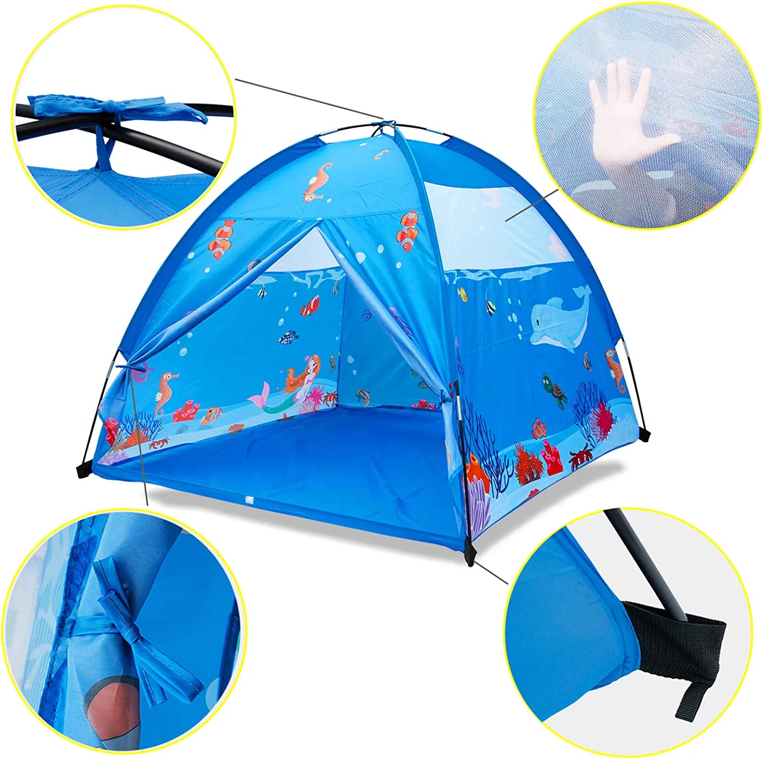 Homfu Kids Play Tent Outdoor Boys Indoor Playhouse for Children Tents Toddler Girls Gift Game Play Housetoys (Blue)
