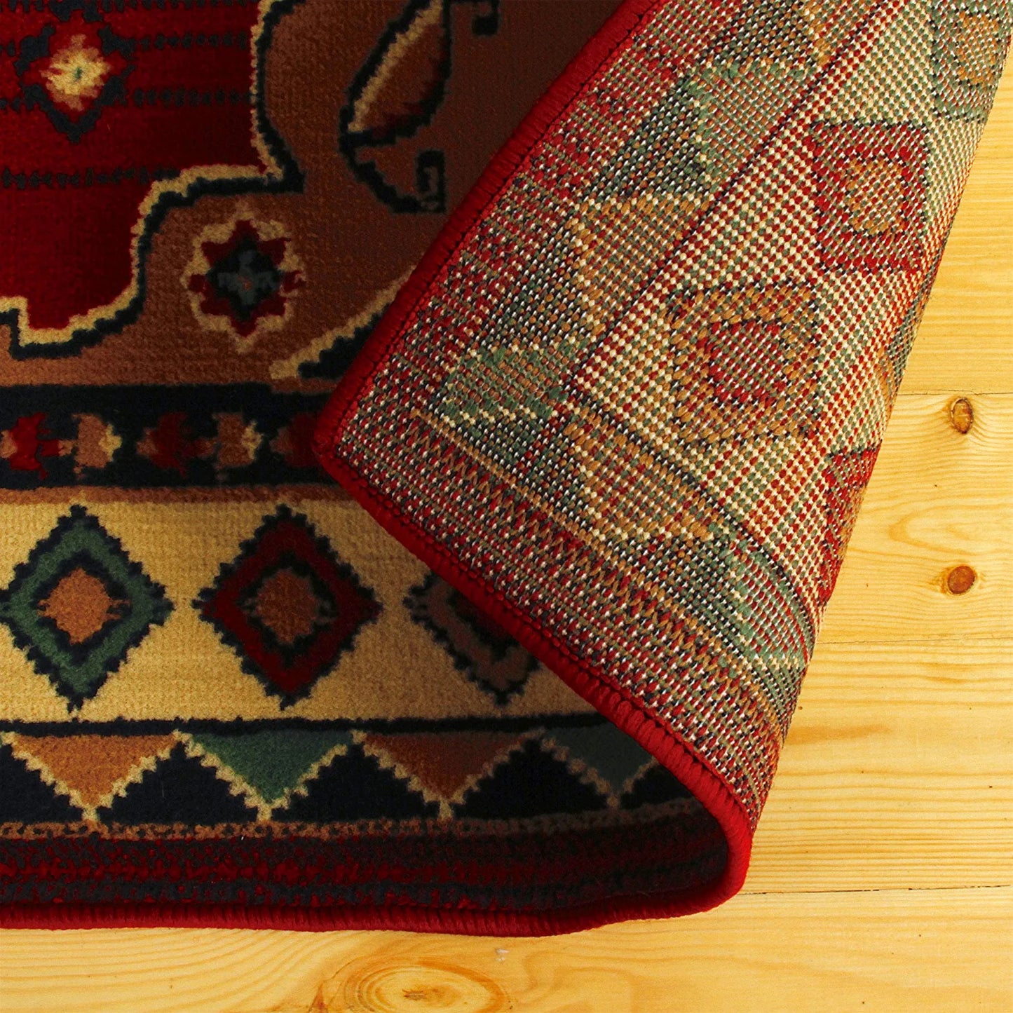 SUPERIOR Folk Diamond Rustic Eclectic Bohemian Power-Loomed Indoor Area Rug, 5' X 8', Red
