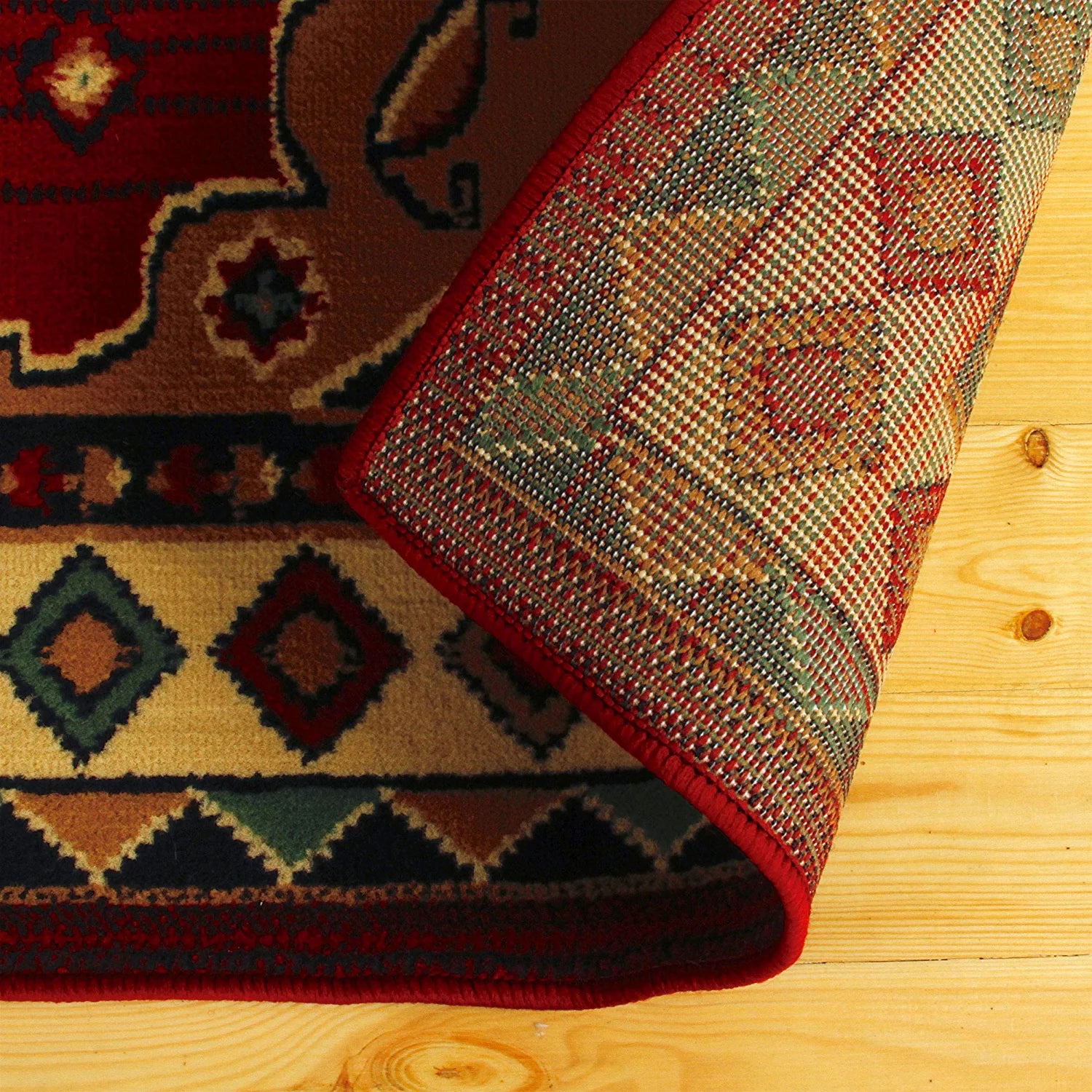 SUPERIOR Folk Diamond Rustic Eclectic Bohemian Power-Loomed Indoor Area Rug, 5' X 8', Red