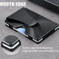 Metal Wallets for Men with Money Clip - Slim Minimalist Aluminum Wallet Credit Card Holder RFID Blocking(Cd Raised Grain, Black)