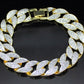 Mens Frosted Glitter Miami Cuban Curb Link 14K Gold Plated 8" Bracelet Hip Hop