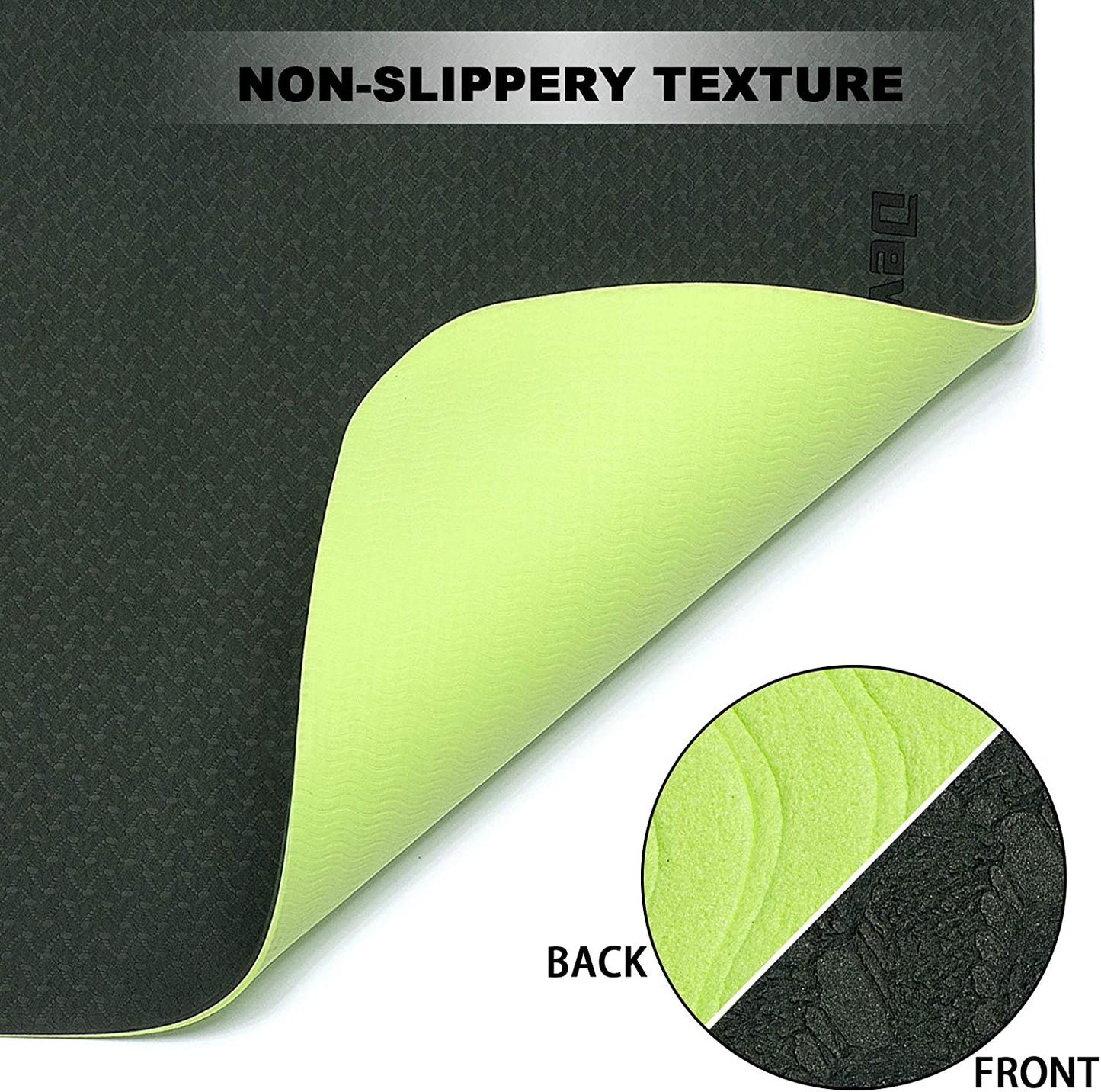 Yoga Mat, Non-Slip Eco Friendly Exercise Yoga Mat for Men and Women, 1/4-Inch Thick High Density Pro Mat with Carrying Strap for Yoga Pilates and Fitness Exercise