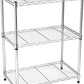3-Shelf Shelving Storage Unit, Metal Organizer Wire Rack, Chrome Silver