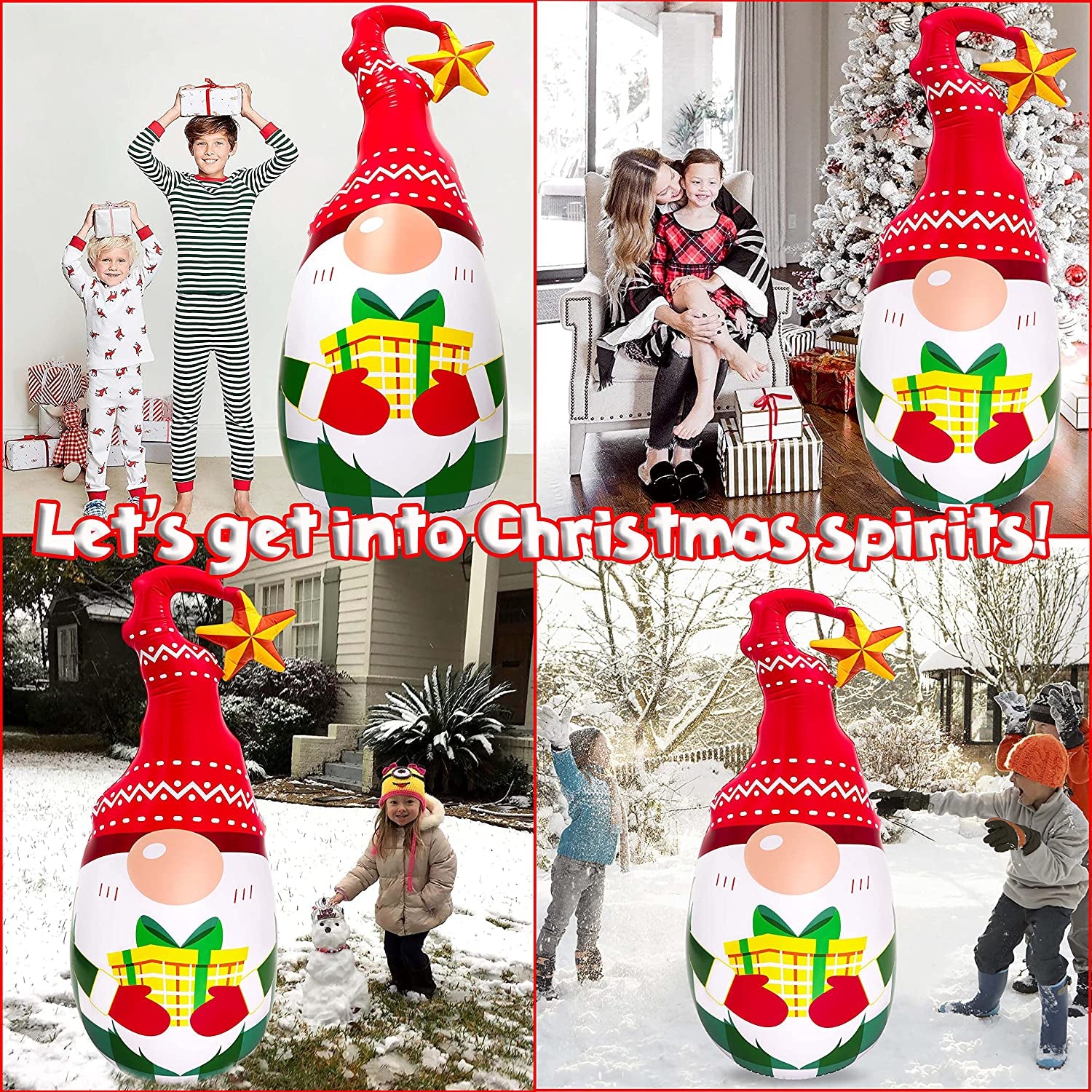 5Ft Lighted Outdoor Christmas Decorations Inflatables - Blow up Gnome Tumbler Xmas/Winter Holiday/Happy New Year 2023 Display Indoor Party Decor Supplies