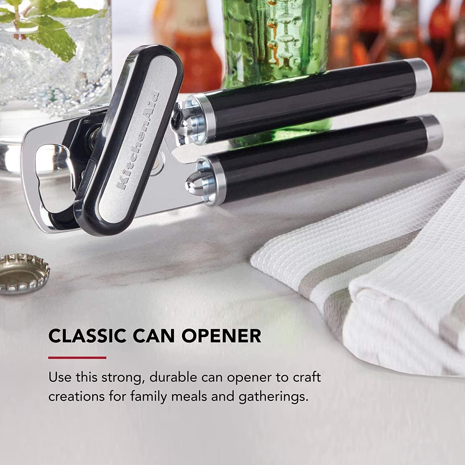 Kitchenaid Classic Multifunction Can Opener / Bottle Opener, 8.34-Inch, Black