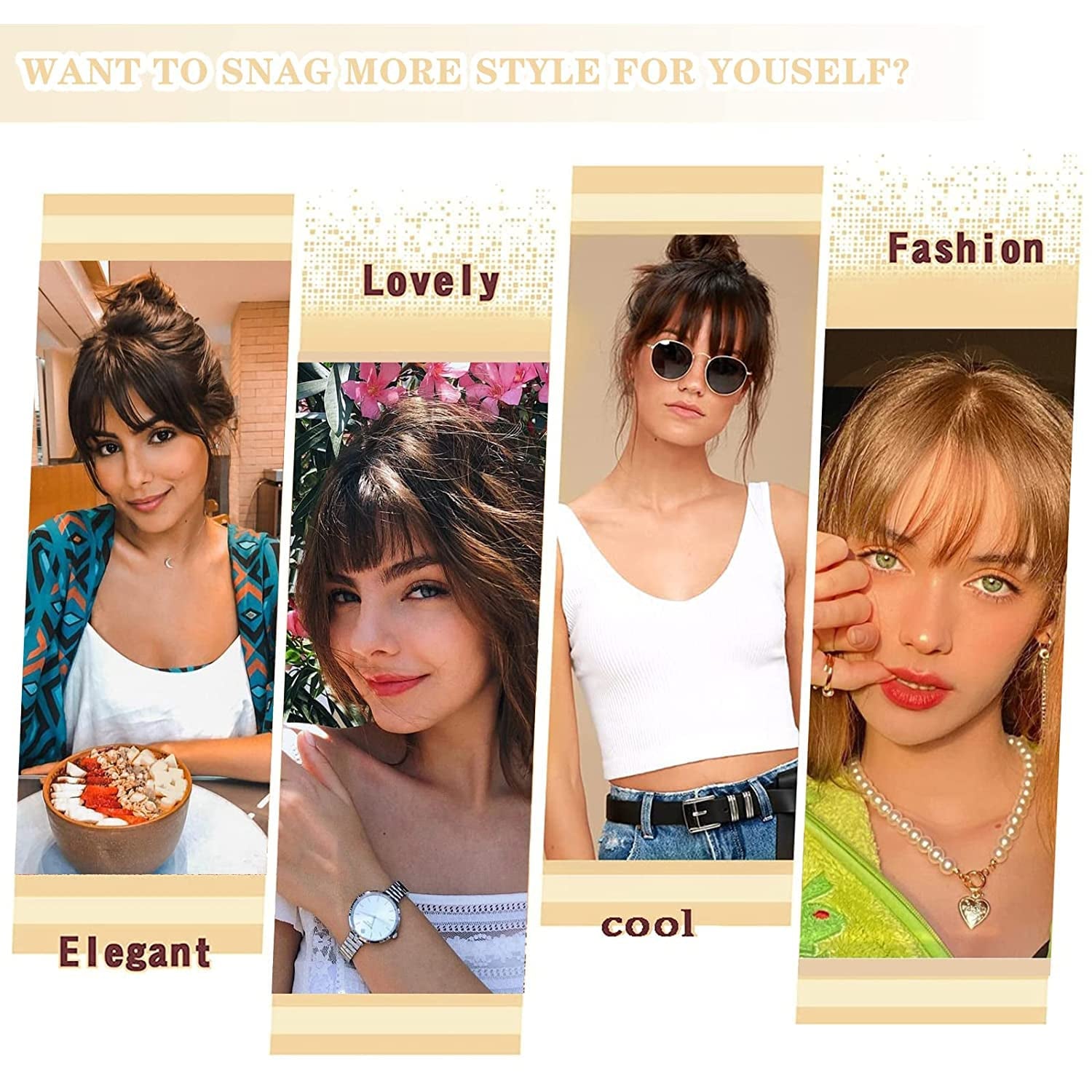 Clip in Bangs for Women 100% Human Hair Extensions Wispy Bangs Fringe with Temples Hairpieces Air Bangs Flat Bangs Clip Curved Bangs for Daily Wear (Blonde)