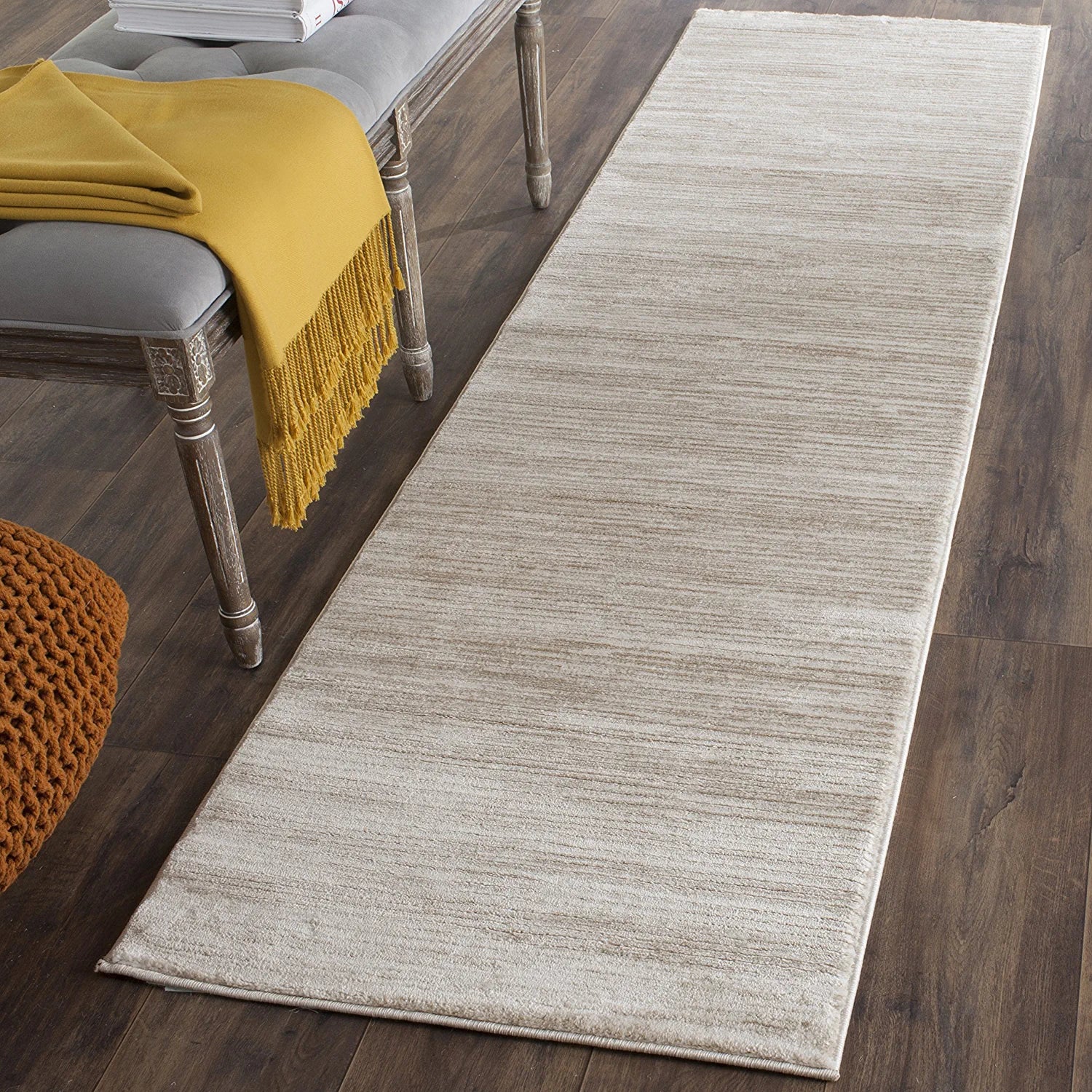 Vision Collection 2'2" X 6' Cream VSN606F Modern Ombre Tonal Chic Non-Shedding Living Room Entryway Foyer Hallway Bedroom Runner Rug