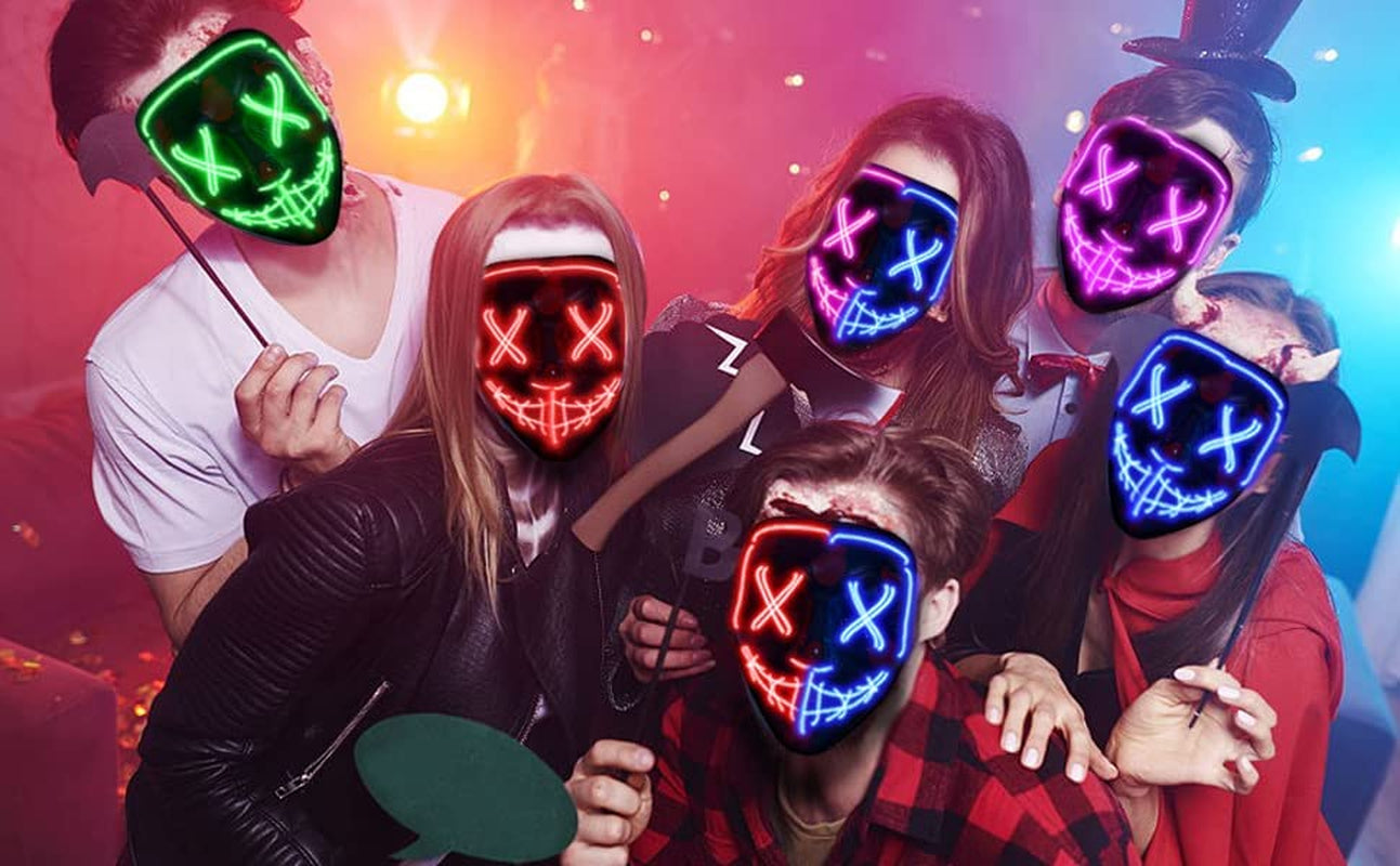 Halloween Mask, LED Light up Purge Mask, Purge Mask Costume,Halloween Masks Costume for Men Women Kids