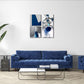 Blue Abstract Wall Art Blue and White for Living Room Decor 12X12 Modern Gray Abstract 3D Geometric Canvas Print Picture Framed Artwork Bathroom Bedroom Home Decor 4 Pieces