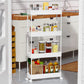 Slim Rolling Storage Cart 4 Tier Bathroom Organizer Mobile Shelving Unit Storage Rolling Utility Cart Tower Rack for Kitchen Bathroom Laundry Narrow Places, White