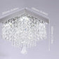 Modern Crystal Chandeliers Flush Mount Ceiling Light Lamp,Mini Square Flush Mount Ceiling Light Fixture Diameter 9.84 Inch Height 11.8 Inch, 4 Lights