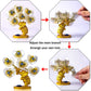 Blue Evil Eye Money Tree with Painted Golden Elephant Figurine White Artificial Flowers Home Office Protection Decoration Feng Shui Ornament