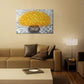 Handmade Yellow Flower Wall Art on Canvas One Piece Painting Gray Modern Abstract Artwork