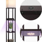 Floor Lamp with Shelves for Living Room, Shelf Floor Lamp with LED Grow Light, Wireless Charging Station, USB Port and AC Outlet, Modern Standing Light Column Lamp Tower Nightstand for Bedroom