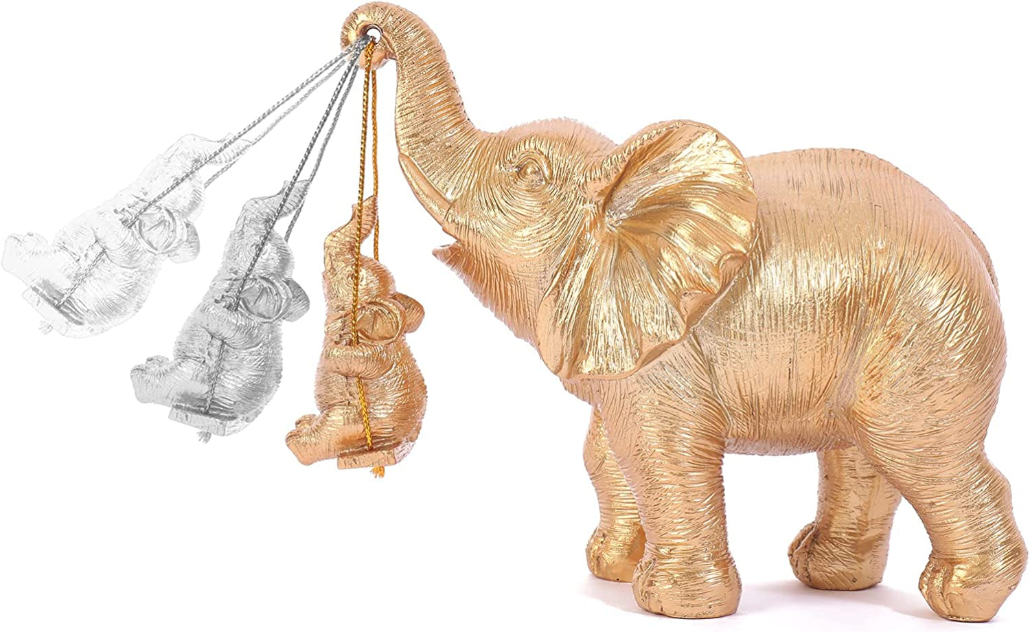 Cute Elephant Statue Cool Gold Elephant Brings Good Luck, Health, Strength Decorations for Home, Office, Shelf, Living Room