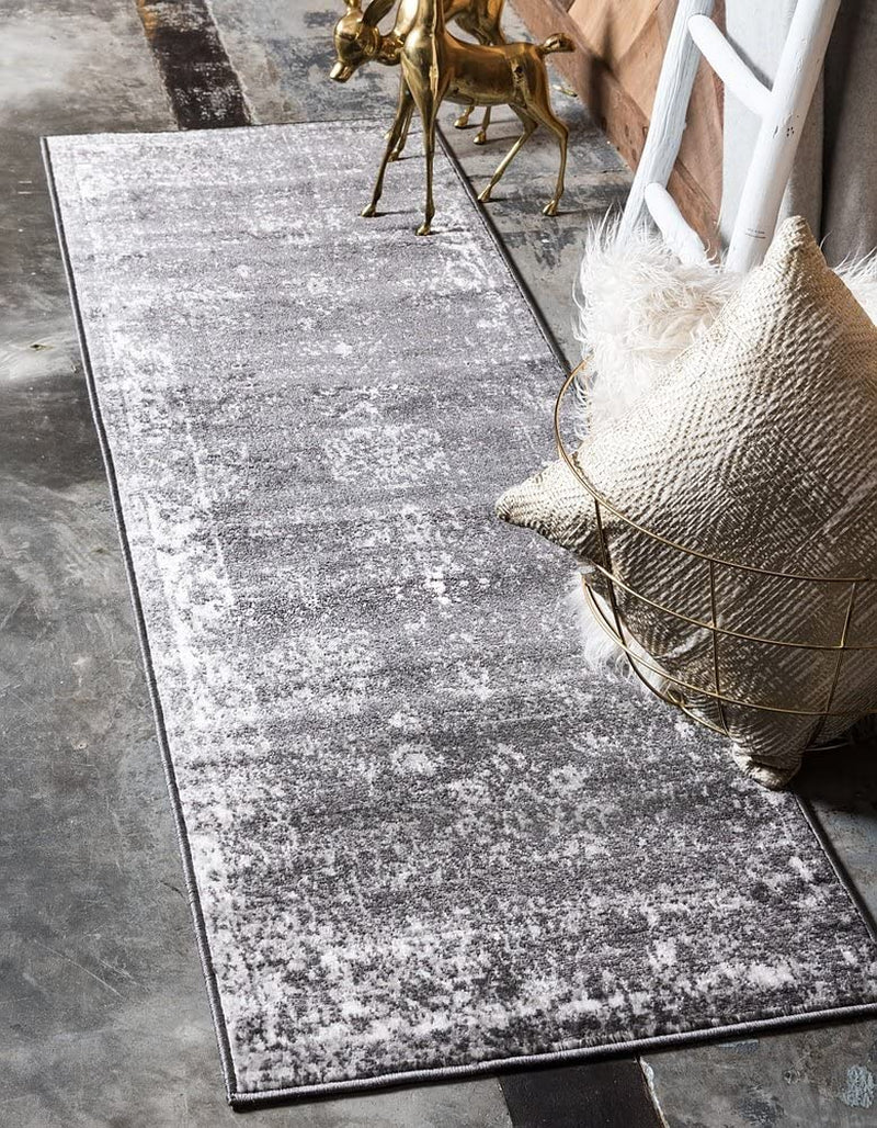 Sofia Collection Traditional Vintage Dark Gray Runner Rug (2' X 7')
