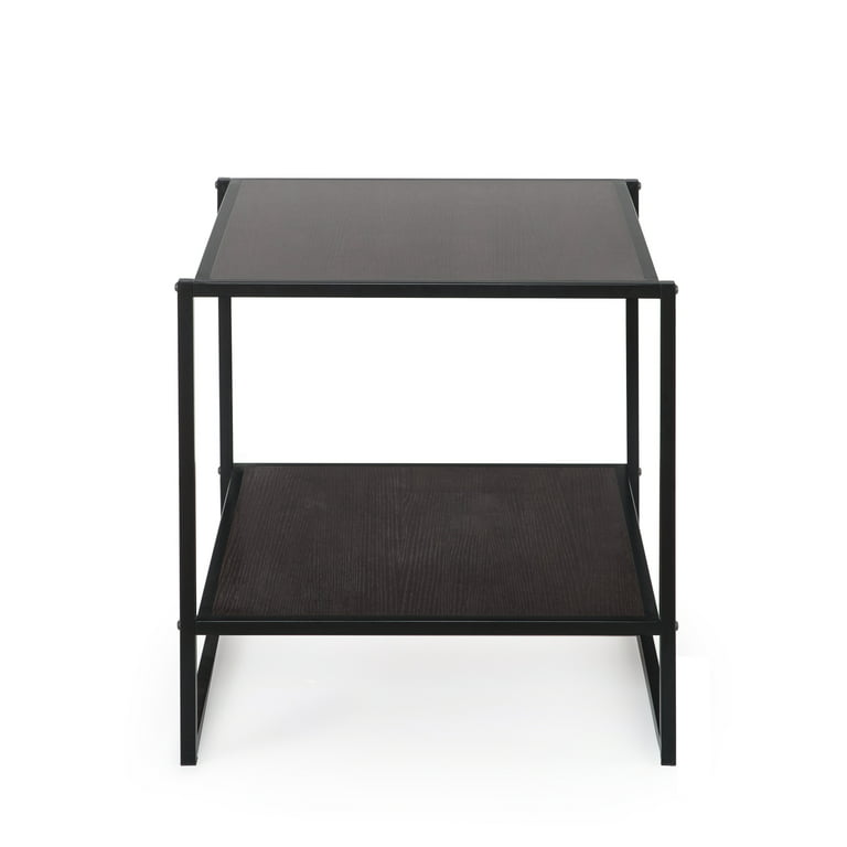 Zinus Dane 20” Black Frame Side Table, Red black wood grain