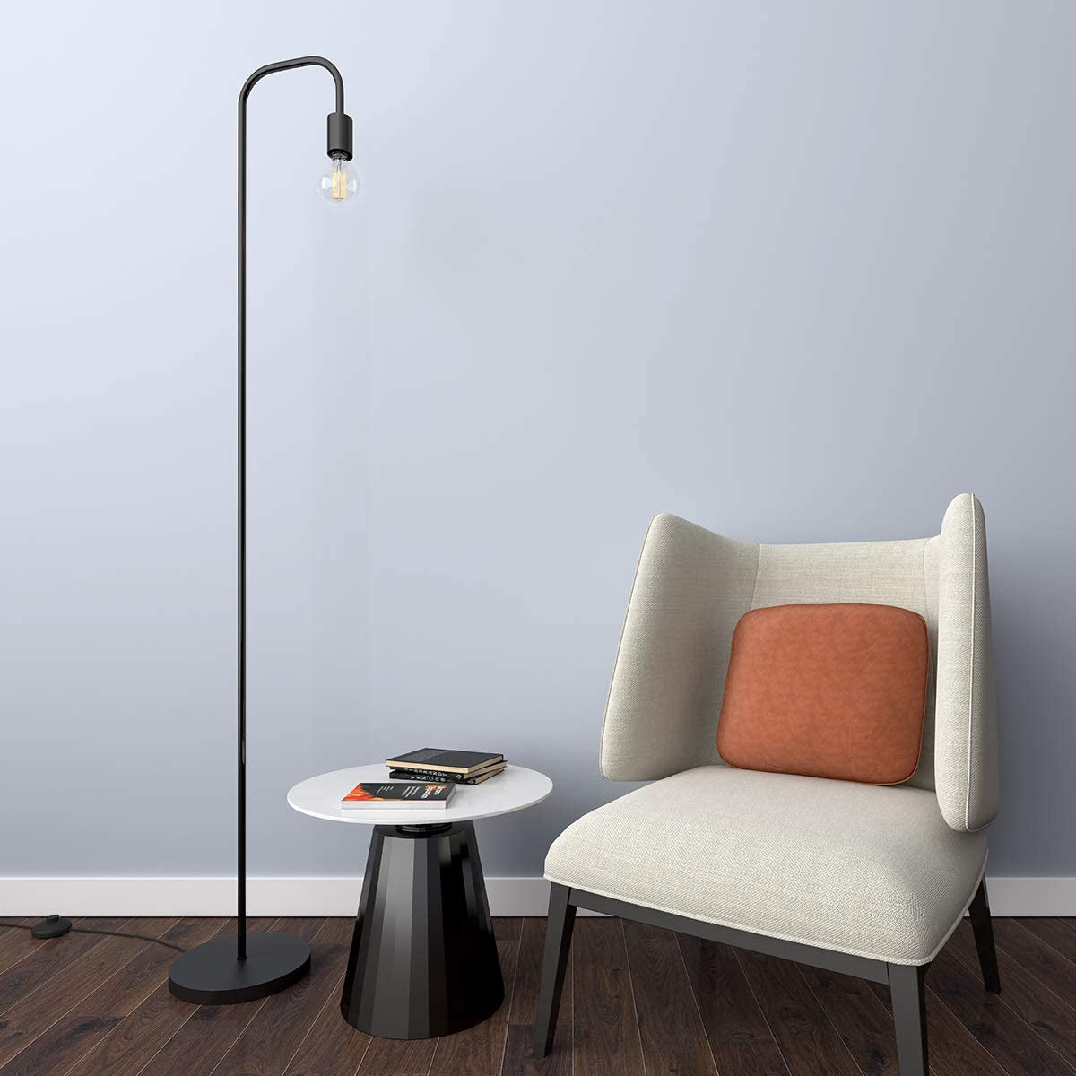 Industrial LED Floor Lamp for Living Room Bedroom Reading Office Metal Minimalist Standing Lamp Black(Bulb Not Included)
