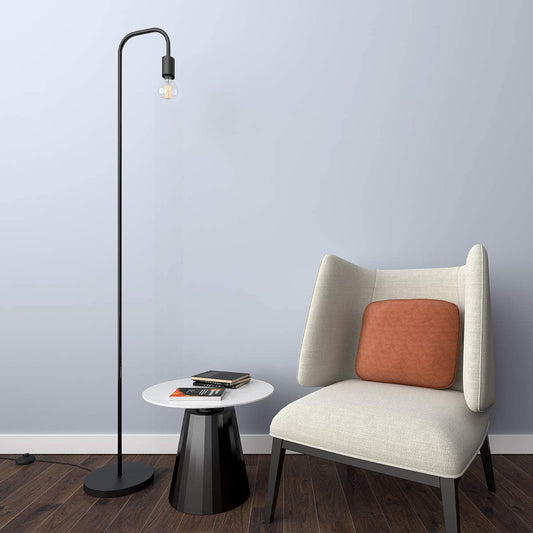 Industrial LED Floor Lamp for Living Room Bedroom Reading Office Metal Minimalist Standing Lamp Black(Bulb Not Included)