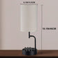 Table Lamp with 3 USB Charging Ports, Modern Desk Lamp with AC Outlet and Phone Stands, Perfect Bedside Lamp for Bedroom, Living Room, Office (Pack of 2)