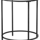 round Side Table, Glass End Table with Metal Frame, Small Coffee Accent Table, Bedside Table, Modern Style, for Living Room, Balcony, Bedroom, Black ULGT020B01
