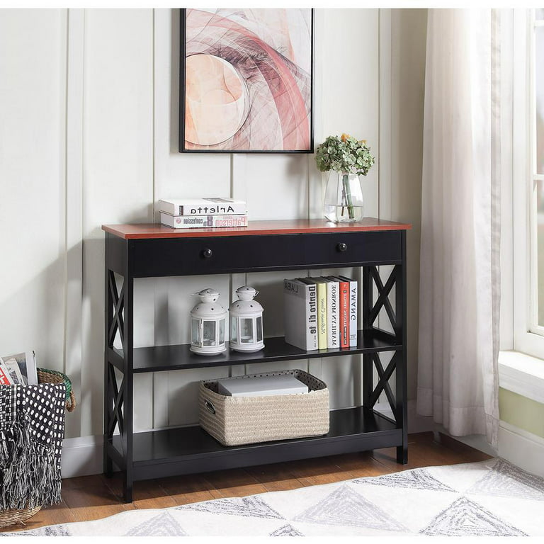 Convenience Concepts Oxford 1 Drawer Console Table, Cherry/Black