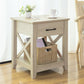 Benton Park Farmhouse X-Design End Table with Storage Drawer, Warm Oak