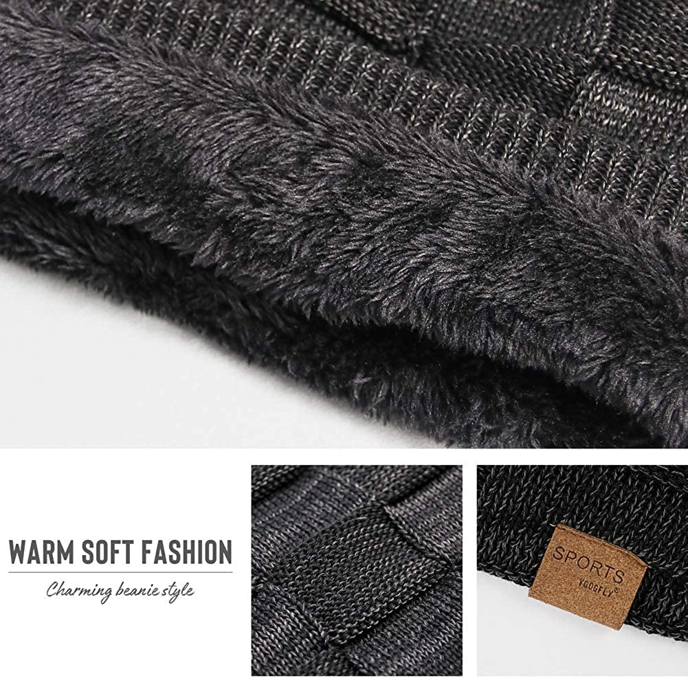 Slouchy Beanie for Men Winter Hats for Guys Cool Beanies Mens Lined Knit Warm Thick Skully Stocking Binie Hat