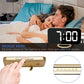 Digital Alarm Clock,7 in LED Mirrored Clocks Large Display,With 2 USB Charger Ports,Auto Dim,Night Mode,Modern Desktop Electronic Clocks for Bedroom Home Office Decor - Gold