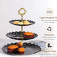 Black round Plate 3 Tiered Serving Stand Tray Cake Stands Cupcake Holder Dessert Stand Table Decorations for Party Kids Birthday Tea Party Baby Shower